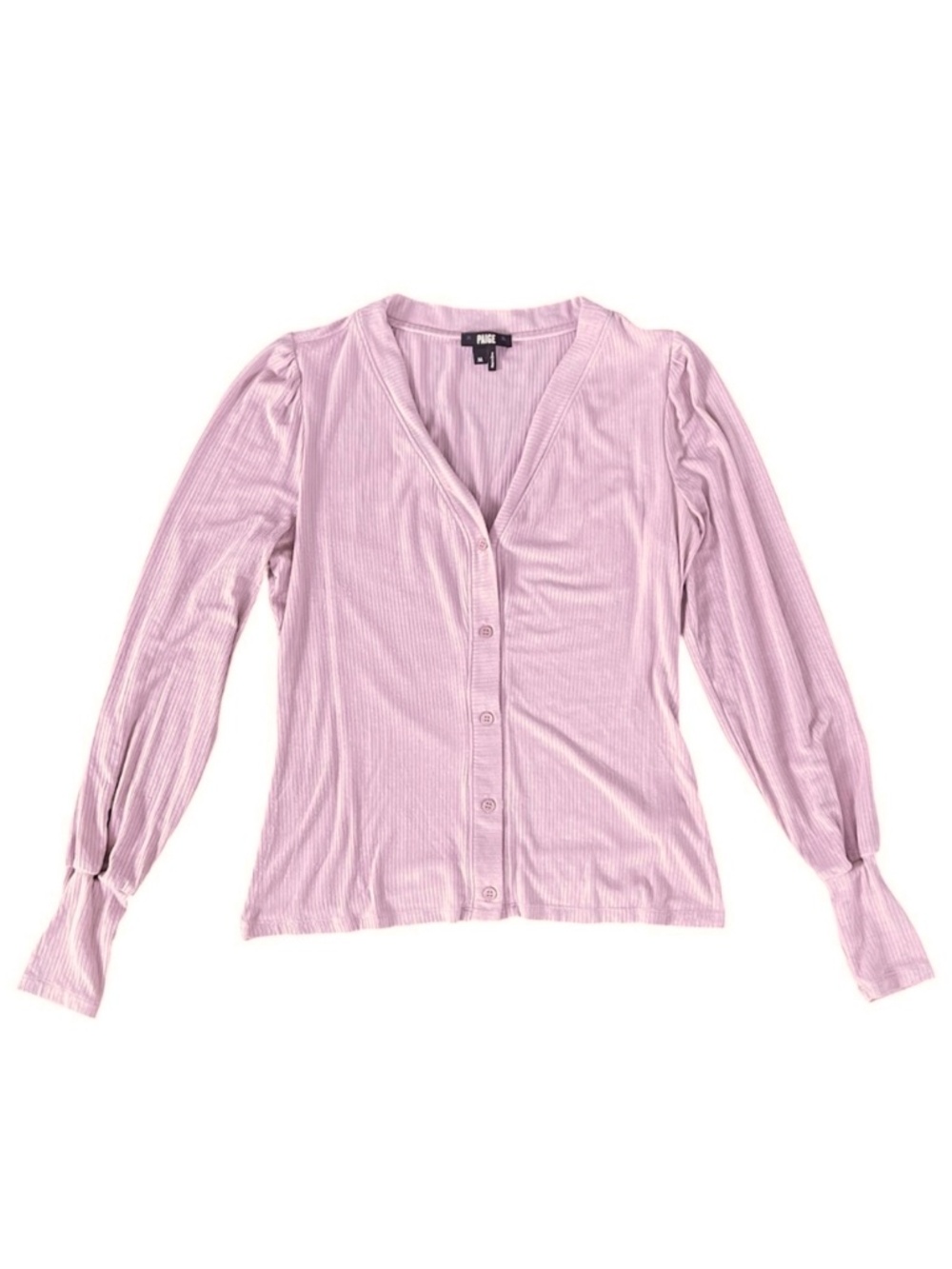 Paige Danica Ribbed Cardigan Pink/Mauve ribbed button-up V-neck cardigan. Size M